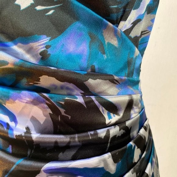 Speechless Blue Small Dress Satin Boning Strapless Wrap Ruched Cocktail Mini - Picture 5 of 10